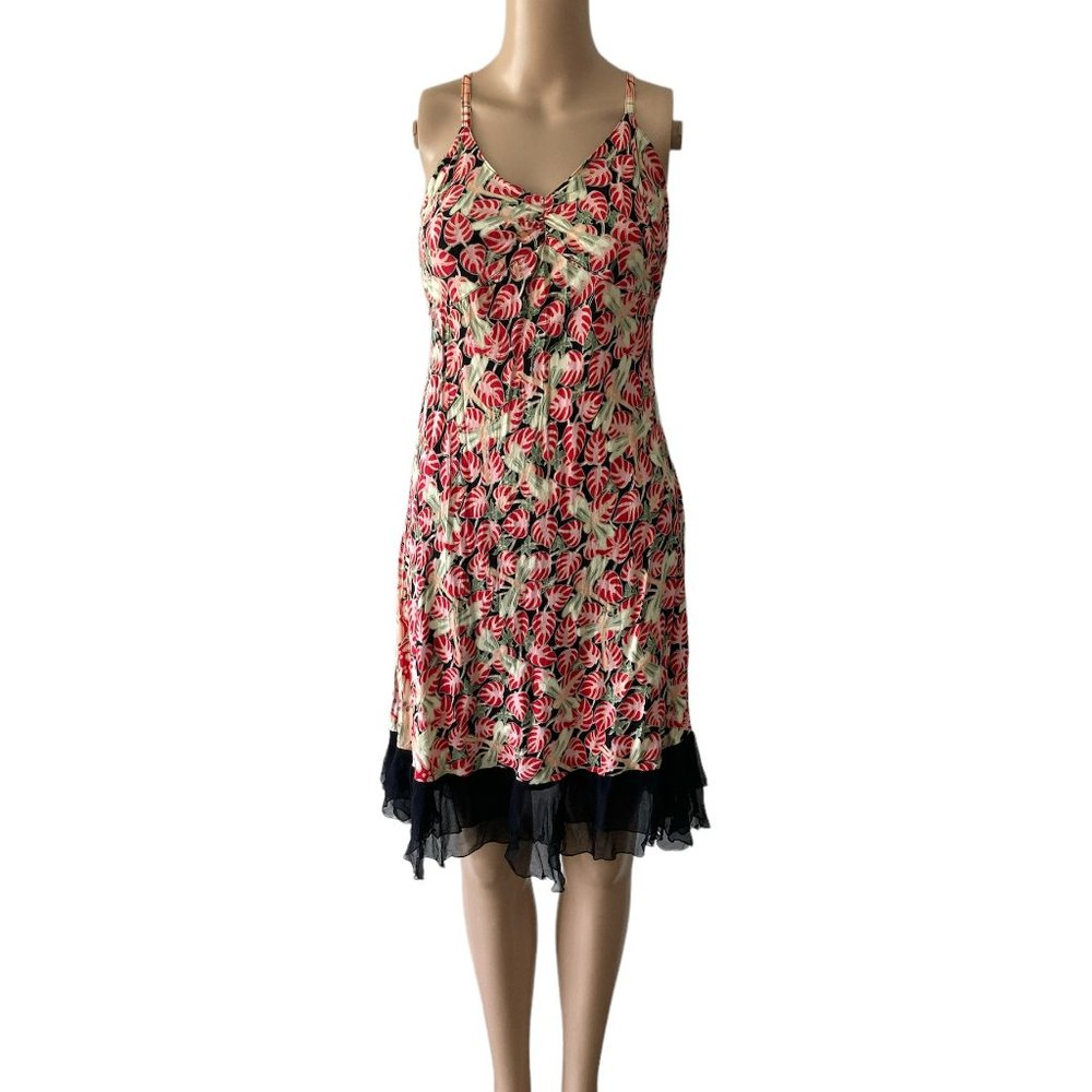 Rainbow Jo Hawaiian print with Lace Silk Size M Dress